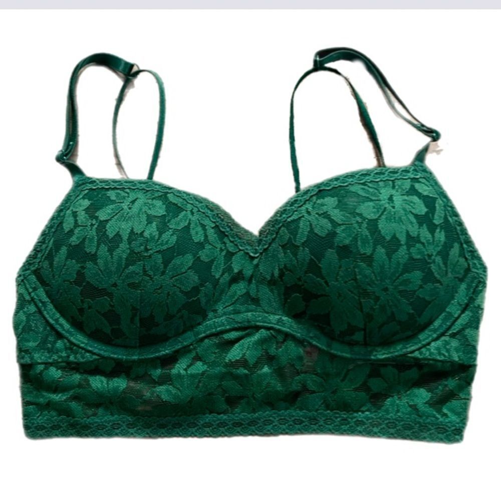 Victoria’s Secret PINK Lace bralette Push up Padded Underwire bra Green Xsmall